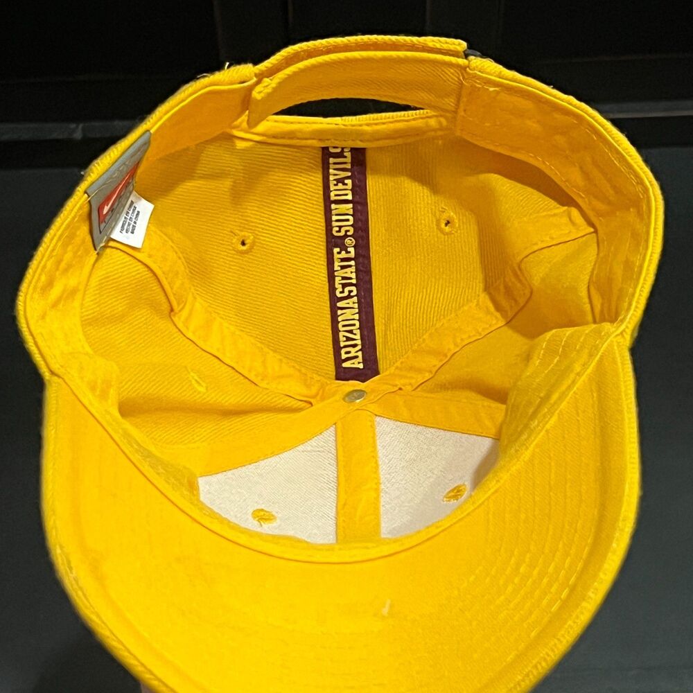 Nike Team Issued 90s Arizona State Sun Devils ASU Sparky Hat Strapback Yellow - Picture 6 of 8